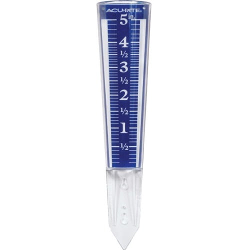 Acurite 5-Inch Capacity Easy Read Magnifying Rain Gauge Blue12.5-Inch NEW